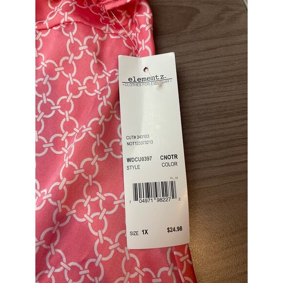 3 for $25-Elementz Ruffled Neckline Short Sleeve Top Size 1X NWT Salmon - Picture 4 of 9